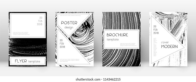 Cover page design template. Stylish brochure layout. Creative trendy abstract cover page. Black and white grunge texture background. Interesting poster.