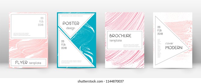 Cover page design template. Stylish brochure layout. Charming trendy abstract cover page. Pink and blue grunge texture background. Exceptional poster.