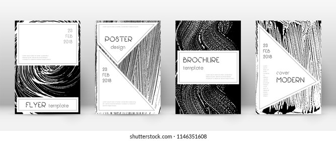 Cover page design template. Stylish brochure layout. Creative trendy abstract cover page. Black and white grunge texture background. Delicate poster.