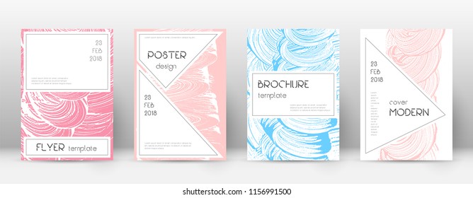 Cover page design template. Stylish brochure layout. Captivating trendy abstract cover page. Pink and blue grunge texture background. Stunning poster.