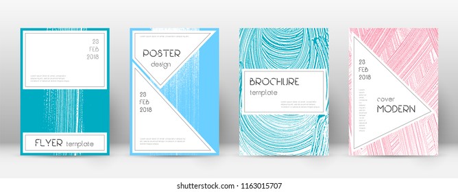 Cover page design template. Stylish brochure layout. Charming trendy abstract cover page. Pink and blue grunge texture background. Actual poster.