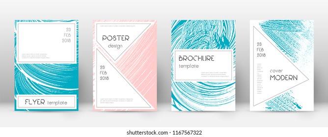 Cover page design template. Stylish brochure layout. Charming trendy abstract cover page. Pink and blue grunge texture background. Dazzling poster.