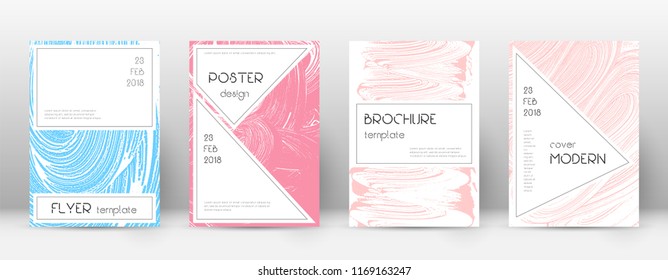 Cover page design template. Stylish brochure layout. Charming trendy abstract cover page. Pink and blue grunge texture background. Imaginative poster.