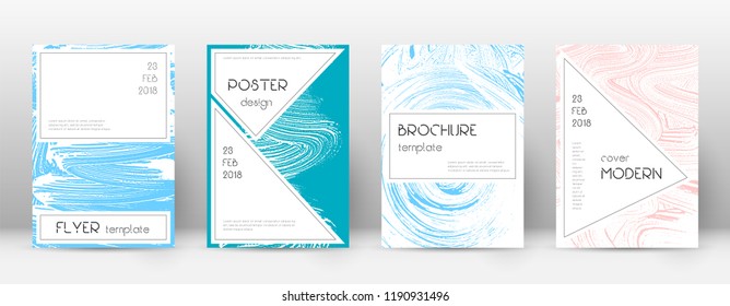 Cover page design template. Stylish brochure layout. Charming trendy abstract cover page. Pink and blue grunge texture background. Graceful poster.