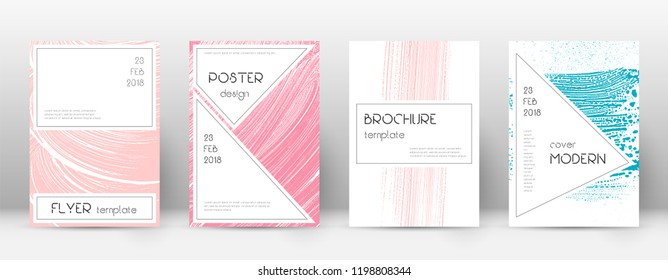 Cover page design template. Stylish brochure layout. Charming trendy abstract cover page. Pink and blue grunge texture background. Cool poster.