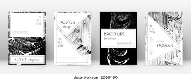 Cover page design template. Stylish brochure layout. Creative trendy abstract cover page. Black and white grunge texture background. Exotic poster.