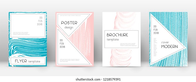Cover page design template. Stylish brochure layout. Captivating trendy abstract cover page. Pink and blue grunge texture background. Stylish poster.