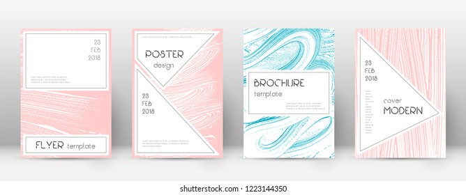 Cover page design template. Stylish brochure layout. Charming trendy abstract cover page. Pink and blue grunge texture background. Enchanting poster.