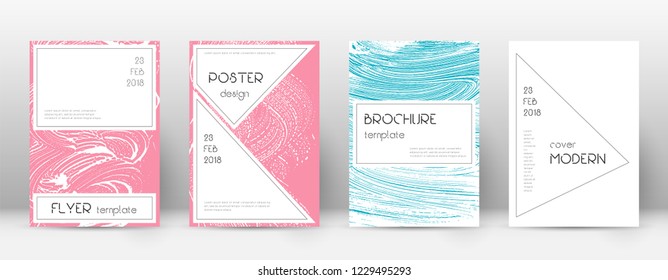 Cover page design template. Stylish brochure layout. Charming trendy abstract cover page. Pink and blue grunge texture background. Extra poster.