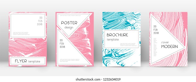Cover page design template. Stylish brochure layout. Captivating trendy abstract cover page. Pink and blue grunge texture background. Unequaled poster.