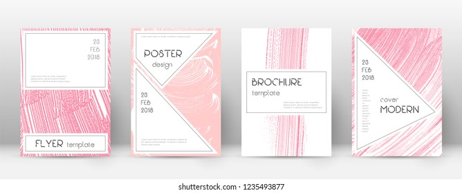 Cover page design template. Stylish brochure layout. Captivating trendy abstract cover page. Pink and blue grunge texture background. Tempting poster.