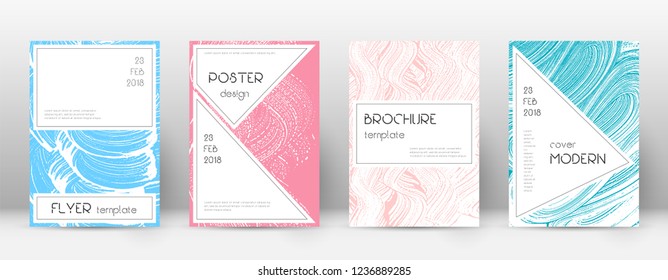 Cover page design template. Stylish brochure layout. Charming trendy abstract cover page. Pink and blue grunge texture background. Beautiful poster.