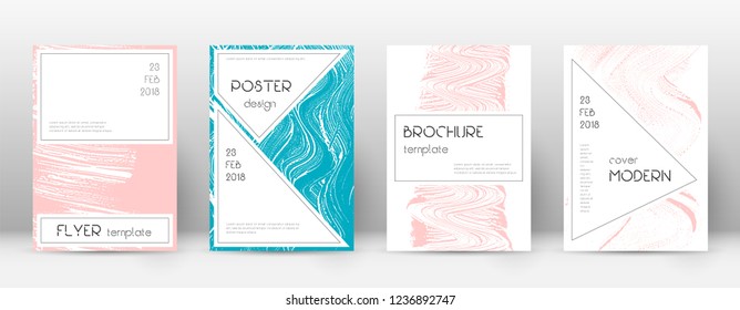 Cover page design template. Stylish brochure layout. Charming trendy abstract cover page. Pink and blue grunge texture background. Bewitching poster.