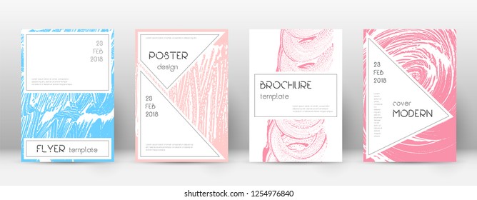 Cover page design template. Stylish brochure layout. Charming trendy abstract cover page. Pink and blue grunge texture background. Glamorous poster.