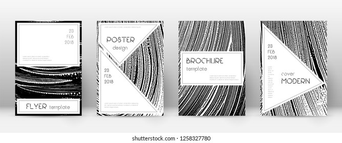 Cover page design template. Stylish brochure layout. Creative trendy abstract cover page. Black and white grunge texture background. Fancy poster.