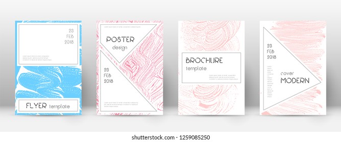 Cover page design template. Stylish brochure layout. Charming trendy abstract cover page. Pink and blue grunge texture background.  