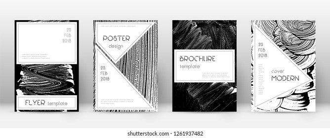 Cover page design template. Stylish brochure layout. Creative trendy abstract cover page. Black and white grunge texture background. Good-looking poster.