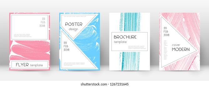 Cover page design template. Stylish brochure layout. Charming trendy abstract cover page. Pink and blue grunge texture background. Attractive poster.