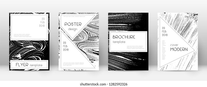 Cover page design template. Stylish brochure layout. Creative trendy abstract cover page. Black and white grunge texture background. Lively poster.