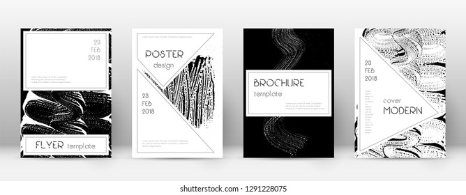 Cover page design template. Stylish brochure layout. Creative trendy abstract cover page. Black and white grunge texture background. Ideal poster.