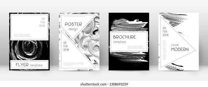 Cover page design template. Stylish brochure layout. Creative trendy abstract cover page. Black and white grunge texture background. Mind-blowing poster.