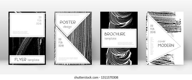 Cover page design template. Stylish brochure layout. Creative trendy abstract cover page. Black and white grunge texture background. Graceful poster.