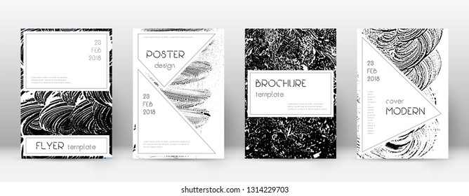 Cover page design template. Stylish brochure layout. Creative trendy abstract cover page. Black and white grunge texture background. Likable poster.