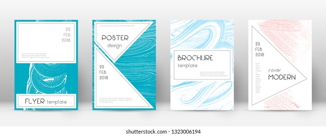 Cover page design template. Stylish brochure layout. Charming trendy abstract cover page. Pink and blue grunge texture background. Likable poster.