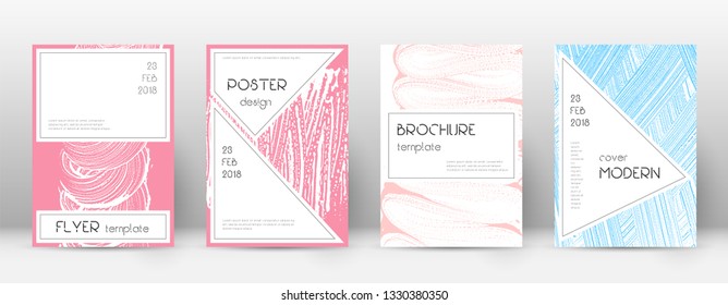 Cover page design template. Stylish brochure layout. Charming trendy abstract cover page. Pink and blue grunge texture background. Delightful poster.