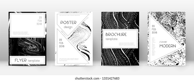 Cover page design template. Stylish brochure layout. Creative trendy abstract cover page. Black and white grunge texture background. Indelible poster.