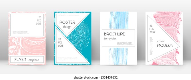 Cover page design template. Stylish brochure layout. Charming trendy abstract cover page. Pink and blue grunge texture background. Classy poster.