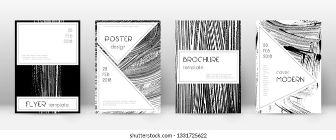 Cover page design template. Stylish brochure layout. Creative trendy abstract cover page. Black and white grunge texture background. Fair poster.