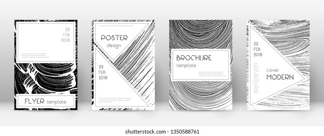 Cover page design template. Stylish brochure layout. Creative trendy abstract cover page. Black and white grunge texture background. Fetching poster.