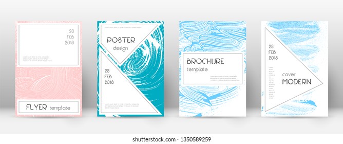 Cover page design template. Stylish brochure layout. Charming trendy abstract cover page. Pink and blue grunge texture background. Awesome poster.
