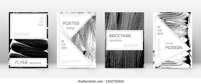 Cover page design template. Stylish brochure layout. Creative trendy abstract cover page. Black and white grunge texture background. Fascinating poster.