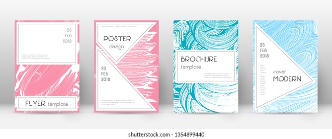 Cover page design template. Stylish brochure layout. Charming trendy abstract cover page. Pink and blue grunge texture background. Fancy poster.