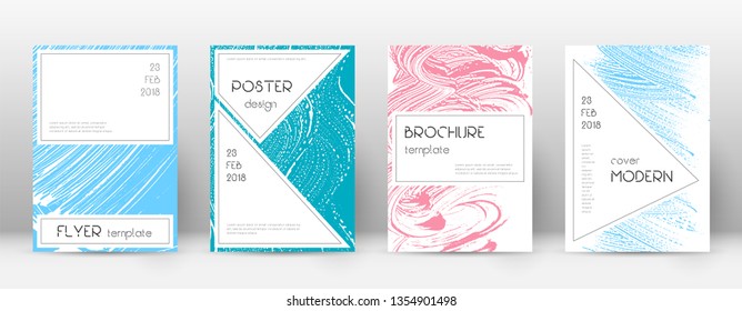 Cover page design template. Stylish brochure layout. Charming trendy abstract cover page. Pink and blue grunge texture background. Fetching poster.