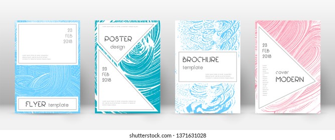 Cover page design template. Stylish brochure layout. Charming trendy abstract cover page. Pink and blue grunge texture background. Curious poster.