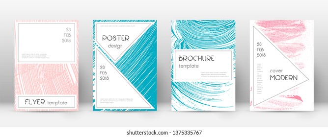 Cover page design template. Stylish brochure layout. Charming trendy abstract cover page. Pink and blue grunge texture background. Artistic poster.