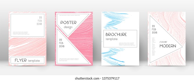 Cover page design template. Stylish brochure layout. Charming trendy abstract cover page. Pink and blue grunge texture background. Favorable poster.