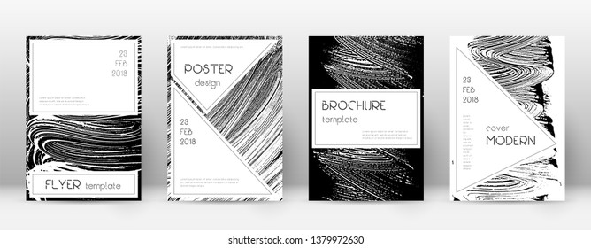 Cover page design template. Stylish brochure layout. Creative trendy abstract cover page. Black and white grunge texture background. Energetic poster.
