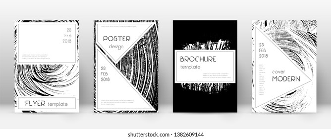 Cover page design template. Stylish brochure layout. Creative trendy abstract cover page. Black and white grunge texture background. Divine poster.