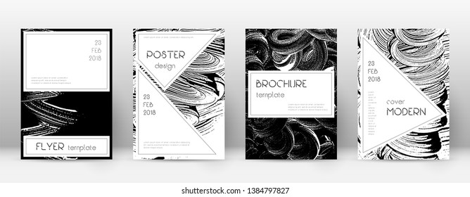 Cover page design template. Stylish brochure layout. Creative trendy abstract cover page. Black and white grunge texture background. Delightful poster.