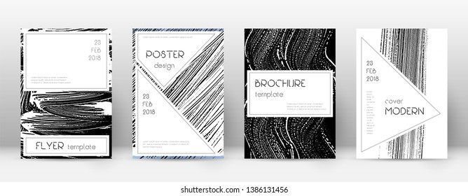 Cover page design template. Stylish brochure layout. Creative trendy abstract cover page. Black and white grunge texture background. Ecstatic poster.