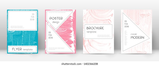 Cover page design template. Stylish brochure layout. Captivating trendy abstract cover page. Pink and blue grunge texture background. Worthy poster.