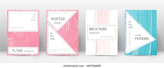 Cover page design template. Stylish brochure layout. Charming trendy abstract cover page. Pink and blue grunge texture background. Classic poster.
