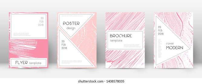 Cover page design template. Stylish brochure layout. Charming trendy abstract cover page. Pink and blue grunge texture background. Excellent poster.