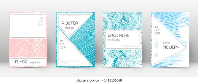 Cover page design template. Stylish brochure layout. Charming trendy abstract cover page. Pink and blue grunge texture background. Magnificent poster.