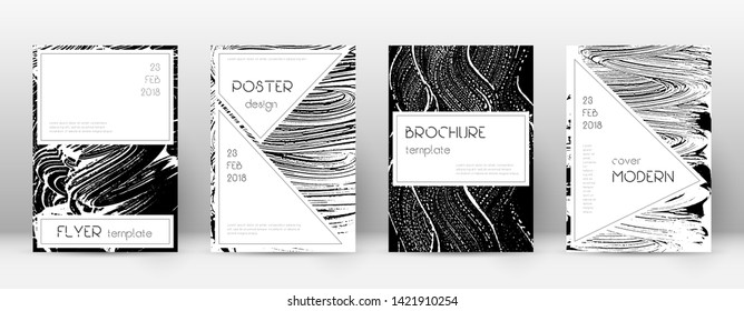 Cover page design template. Stylish brochure layout. Creative trendy abstract cover page. Black and white grunge texture background. Fresh poster.