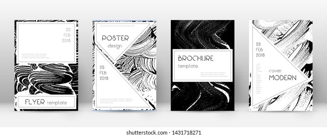Cover page design template. Stylish brochure layout. Creative trendy abstract cover page. Black and white grunge texture background. Dramatic poster.